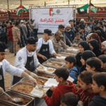 Antrian makan di Gaza Ramadan