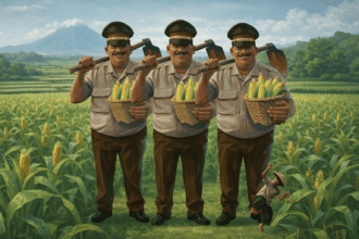 polisi tanam jagung, petani tersisih